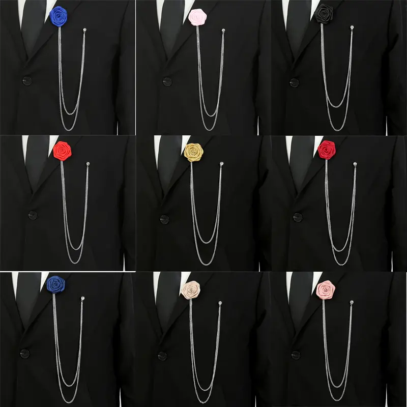 Factory Supply Simple Fabric flowersTrendy Long Chain Accessory for Men's Suits BC-1024
