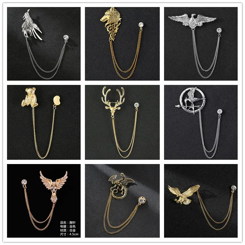 Factory Low Price Novel Animal Brooches for Men's Suits, Falcon, Elk, Bear More Designs BC-1007