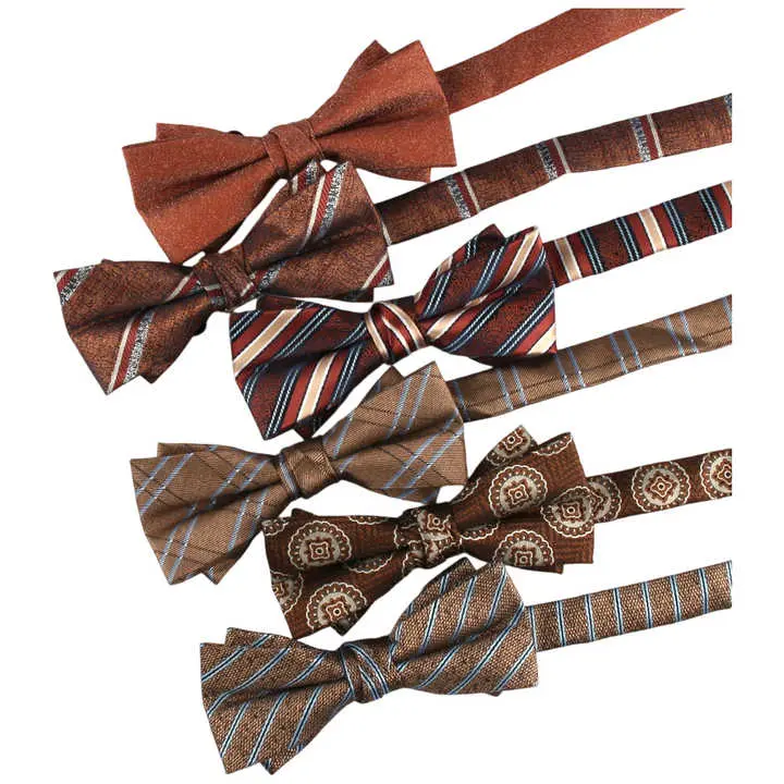 Wholesale Fashion Double Layered Bow Tie Men's Striped Polyester Bowtie for Wedding Accessories BP-1003