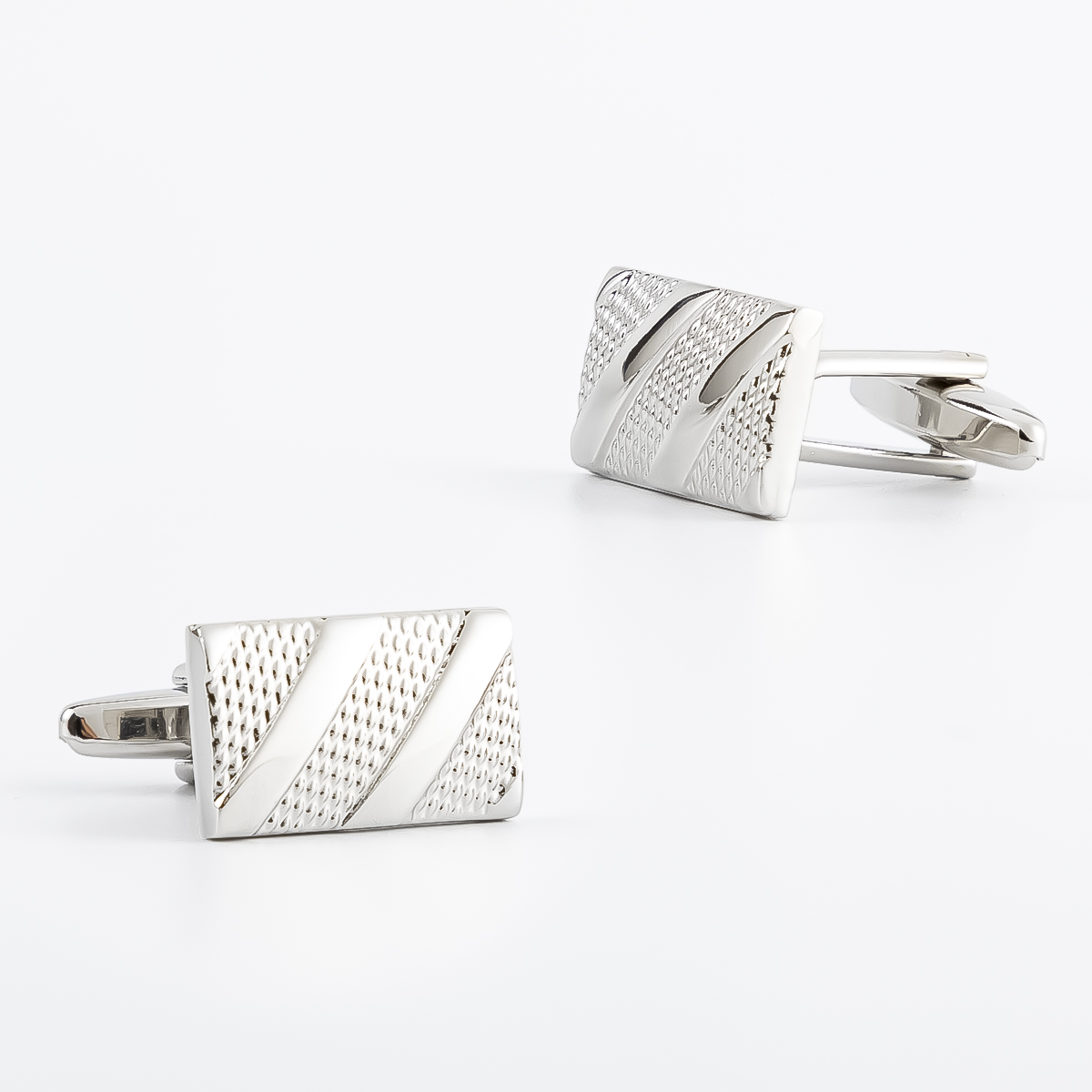 Professional Manufacturer Silver Plated Luxury Tasteful Ribbed Cufflinks CL0003