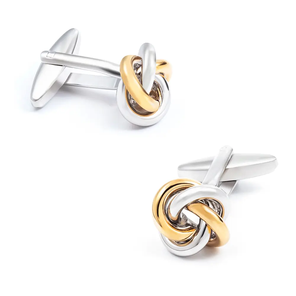 Fashion Knot Design Cufflink Silver & Golden Co...