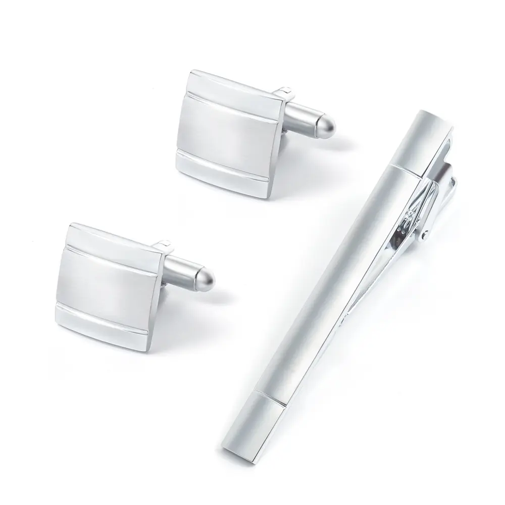 Manufacturer Wholesale Men's Metal Cufflinks & Tie Clip Set Stylish Accessory For Men Shirts SL0017-S