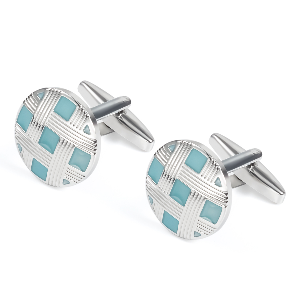 Factory Round Silver & Blue Enamel Lattice Cuff...