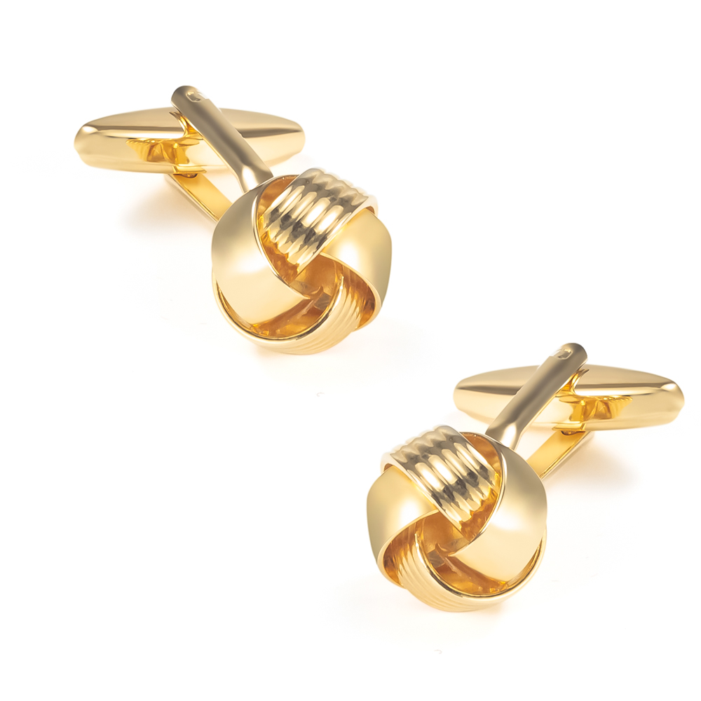Gold Plated Cufflink Business Stylish Knot Cuff...