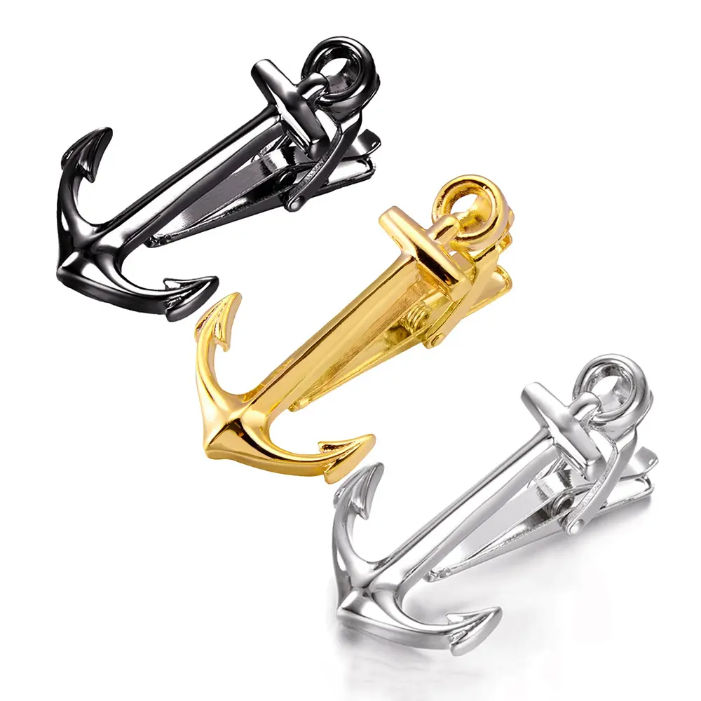 JINJIE 3PCS Novelty Mens accessory Tie Bar Copper Anchor Tie Clips Wholesale TL1001