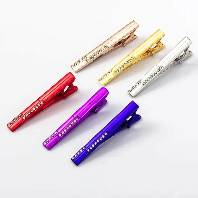 Men's Colorful Tie Clip Wedding Party Business Necktie Metal Crystal Tie Clasp Wholesale TL1133