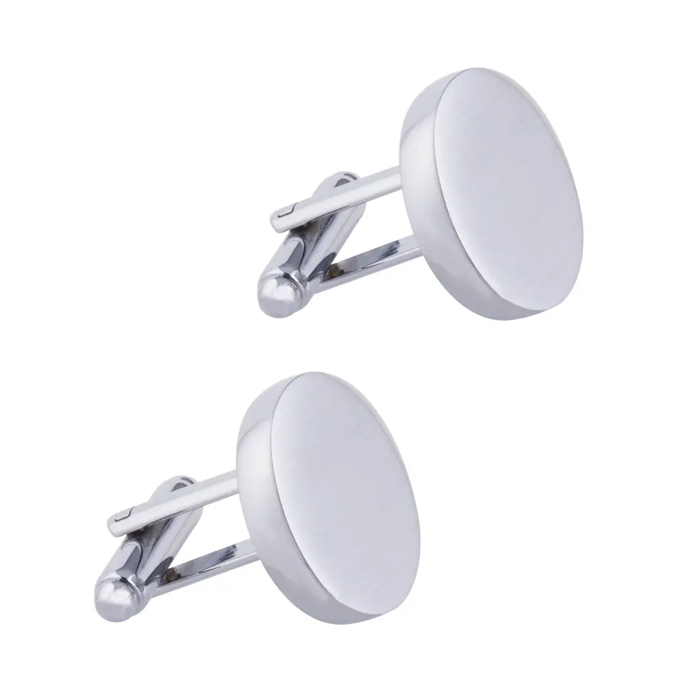 Cheap Price Factory Supply Silver Metal Plain Round Cufflinks Men Shirt Accessories Gifts CL-C132