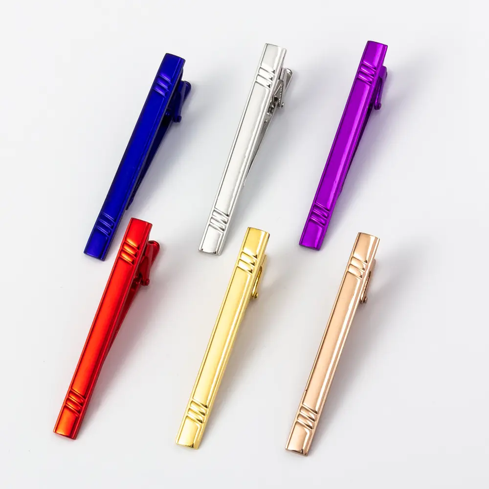 Factory Business Men's Formal Tie Clip Metal Accessories Glossy Fashion Multi-color Tie Bar TL1128