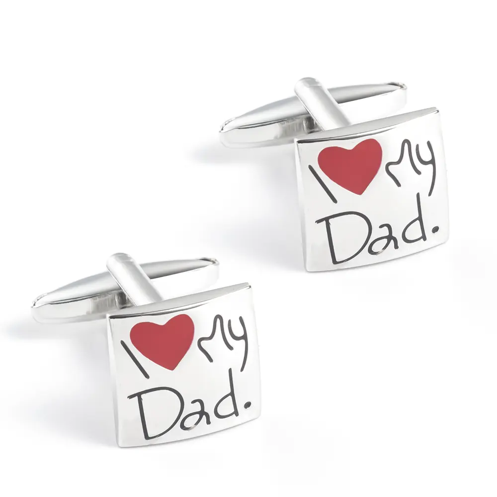 Best Selling Enamel Silver I Love My Dad Red He...