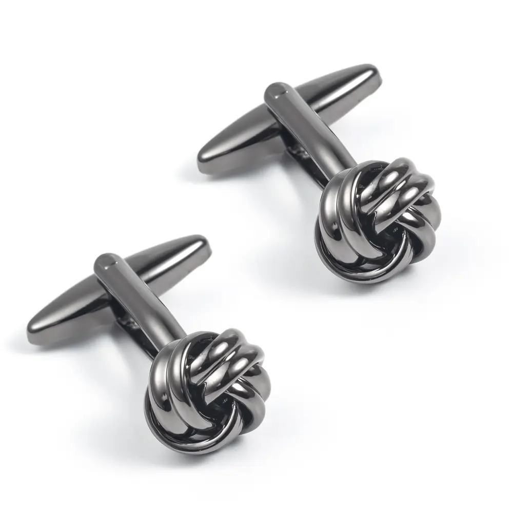 Gunmetal Knot Cuff Links Fashionable Custom Men...
