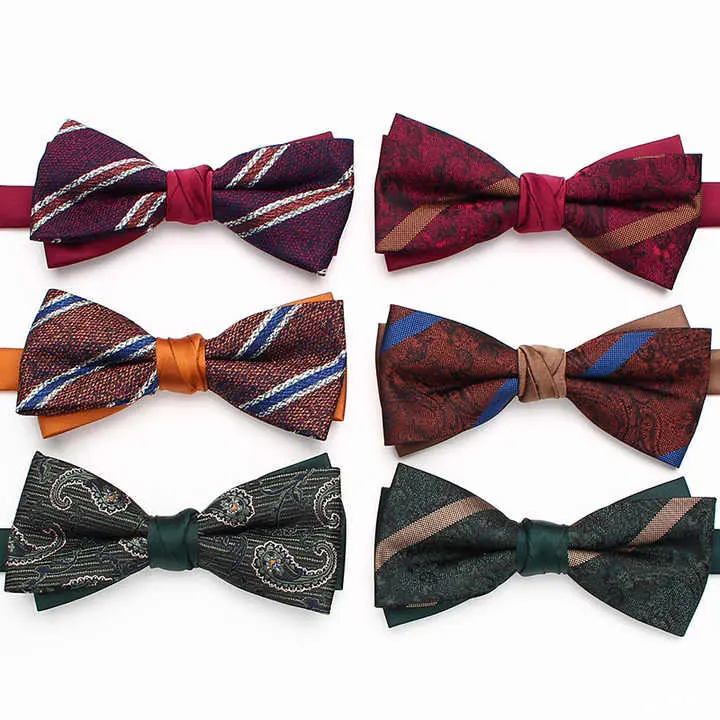 High Quality Men's Business Striped Polyester Bowtie Flower Wedding Bow Tie Accessories Wholesale BP-1008