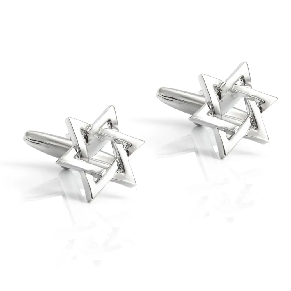 Wholesales Amazons Etsy Hot Selling Custom Silver Metal Star of David Cufflinks CL0199