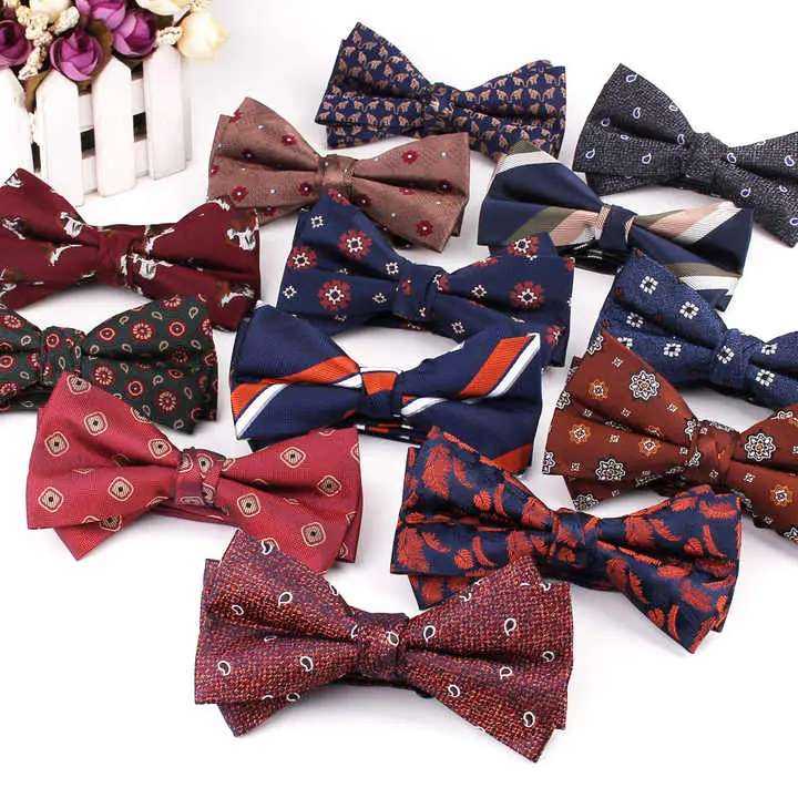 Hot Selling Men's Casual Bowtie Fashion Striped Flower 1200 Needle Color Woven Bow Tie Accessories BP-1010