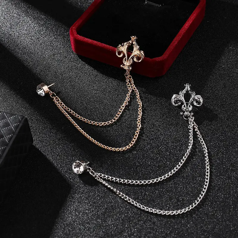 Fancy Note Brooches Rhinestone Music Chain Brooch Pin for Men Suit Accessories Gifts BC-1055