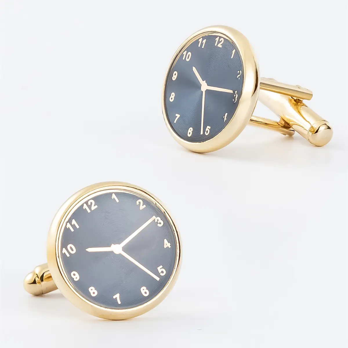 Gold Plated Round Blue Watch Clock Design Cuff ...