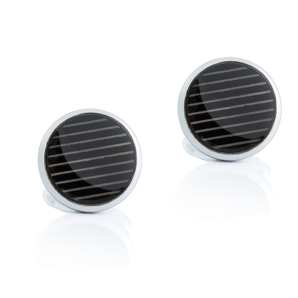 Factory French Copper Cufflinks Black Stripes S...