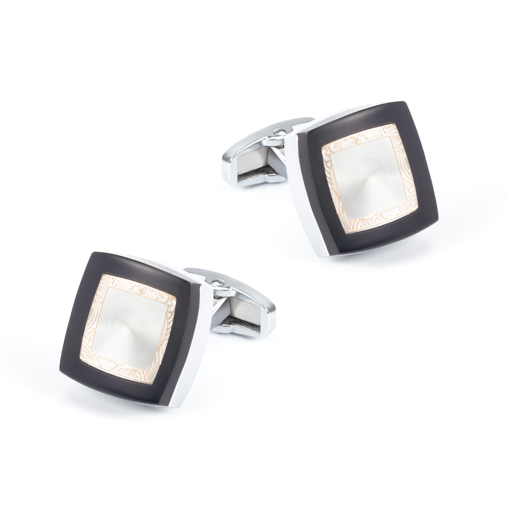 Black Enamel Border MOP Cufflinks Stylish Design Factory Wholesale Men Accessories
