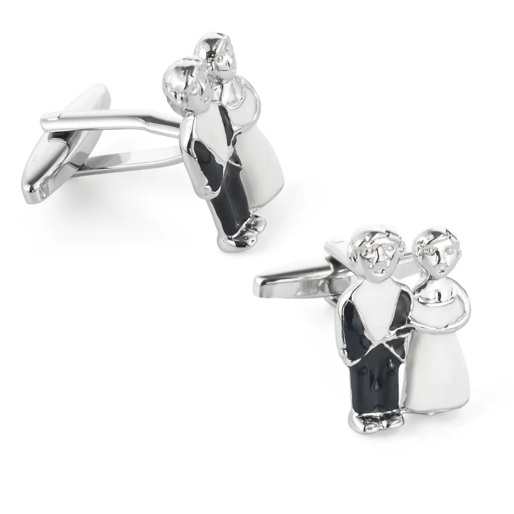 Wholesale Novelty Wedding  Enamel Bride and Groom Cufflinks for Suit Shirt Accessories CC0030