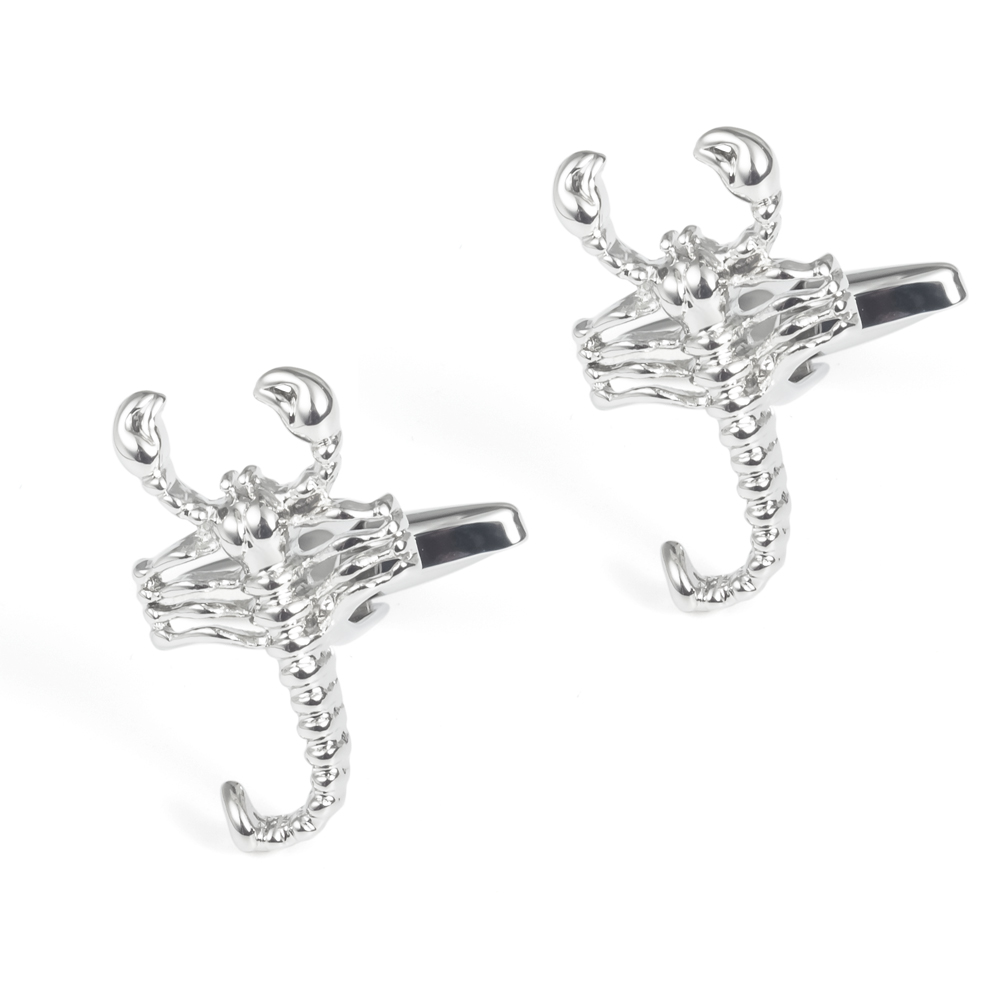 Factory Mens High Quality Silver Plated Zodiac Sign Design Animal Scorpion Cufflinks CL0023