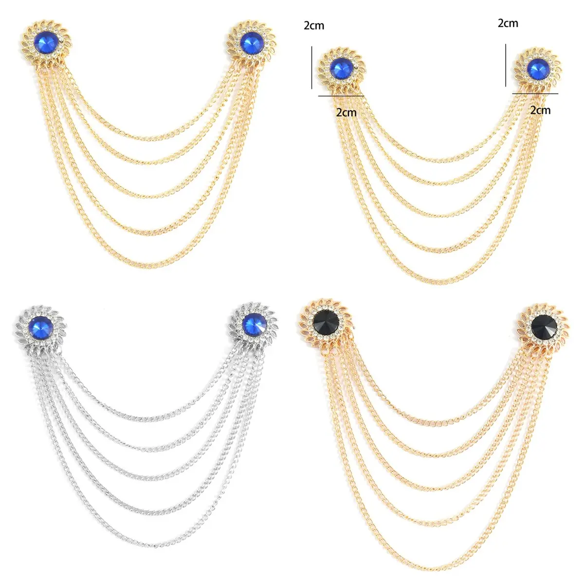 Men's Long Chain Tassel Brooch with Golden Windmill Pin Suit Accessories BC-1025