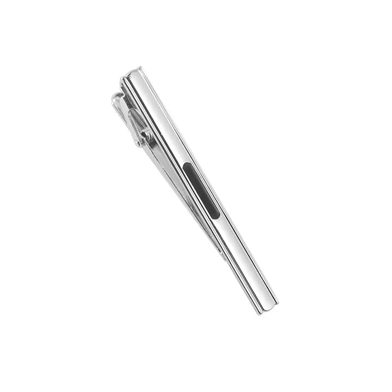 Low Price Fashion China Wholesale Custom Logo Business Black Wnamel Silver Te Clip For Men TC0073