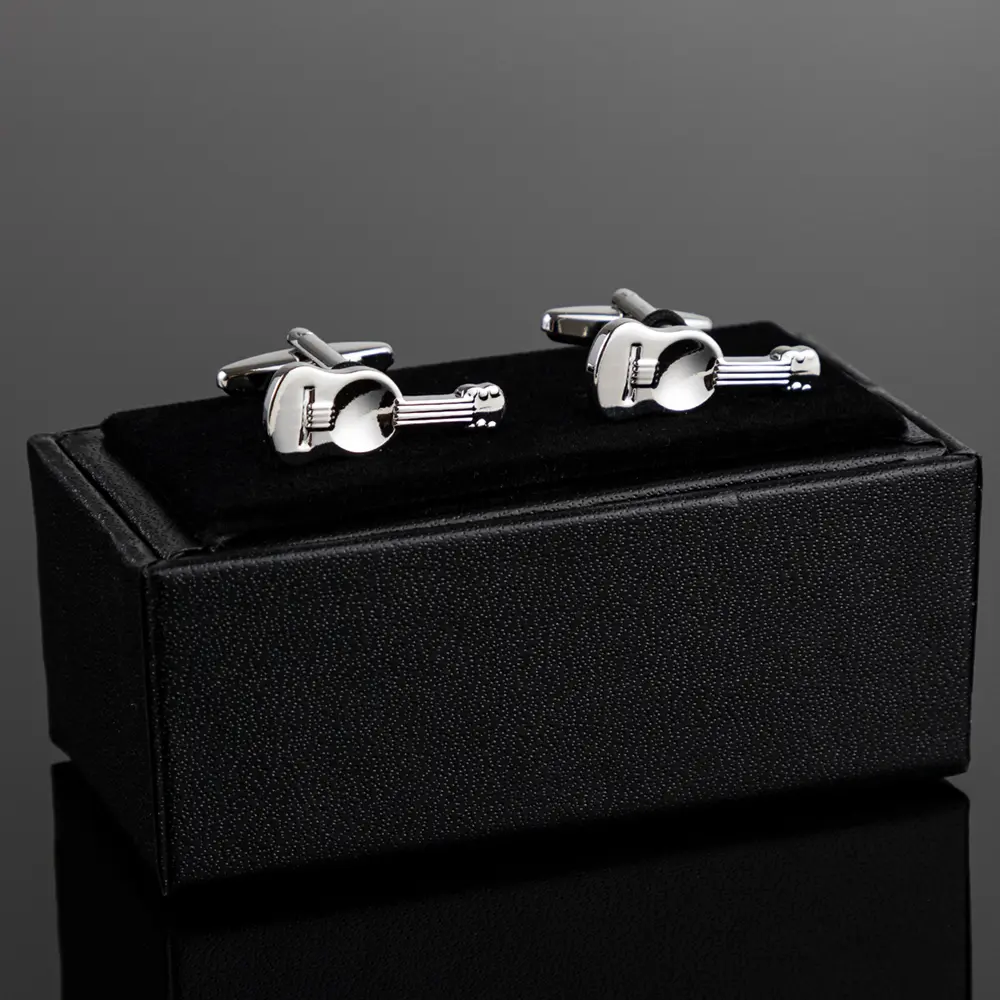 Mens Fashion Copper Wedding Novelty Ukulele Design Silver Color Cuff links for Men Shirt CL0026