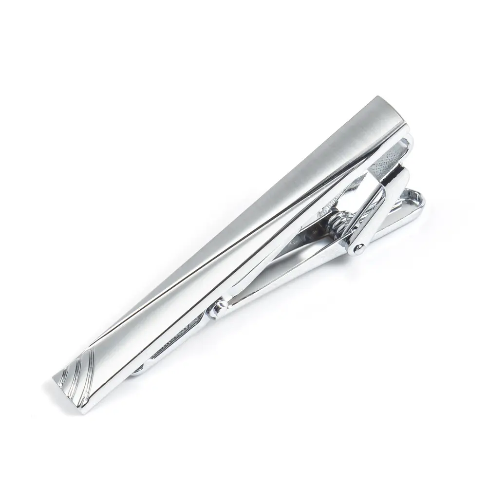 High Quality Custom Tie Clip Tie Bar Silver Color Metal Tie Pin Engraving Design TL1156