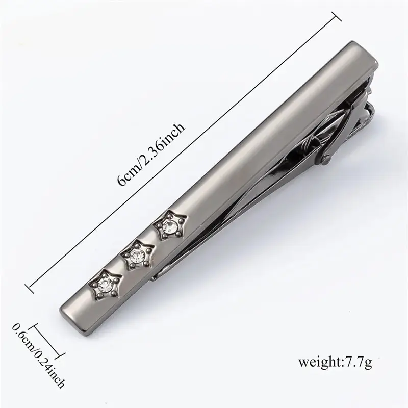 Star Curved Rose Gold Plated Tie bar and Cufflink set with Crystal Men Business Gifts03.jpg